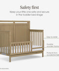 Bradford Toddler Bed Rail Conversion Kit for Full Size Cribs Pinewood Guard Rail easy assembly in Alpine Oak color