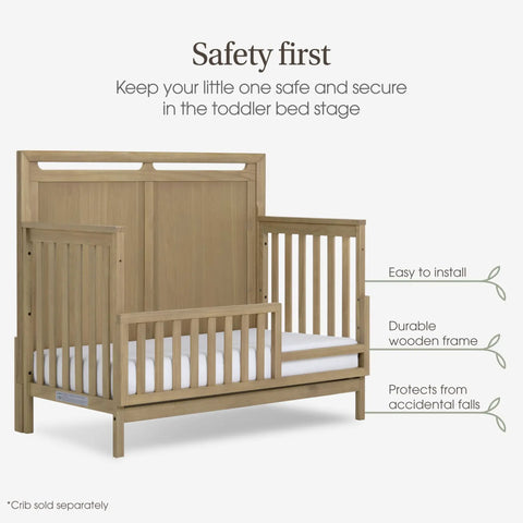Bradford Toddler Bed Rail Conversion Kit for Full Size Cribs Pinewood Guard Rail easy assembly in Alpine Oak color