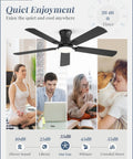Modern 52 Inch Ceiling Fan With Light And Remote, Slick Low Profile Setup For Living Space, Smart App Control Reversible Blades, Smooth Chill Airflow total quiet enjoyment.