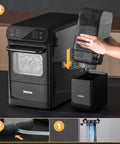 Nugget Ice Maker With 1.2 Gallon Tank Delivers 40 Lbs Per Day Of Soft Chewable Ice Auto Water Supply Preset Timer Self Cleaning The Party Ready Pellet Ice Machine For Home And Kitchen, showing ice bin and water tank being filled