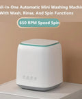 Portable Washing Machine For Clothes And Underwear Smart Wash Technology Ultra Quiet Spin Washer Dryer Combo on countertop.