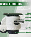 Heavy Duty Leveling Casters With Ratchet Handle Set Of 4 2200 Lb Capacity Steel Core Built Like A Tank Smooth Roll Foundation For Garage Setup showing stainless steel top plate and nylon wheel.