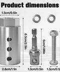 Dimensions of 1 Inch Jack Drive Drill Adapter For Trailers, stainless steel, heavy duty towing and maintenance accessory.