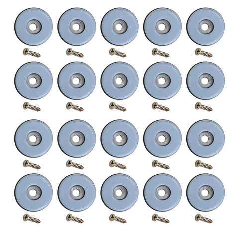 20 Pack Furniture Sliders With Screws For Wood Floors Chair Leg Protectors grey circular screw-on glides