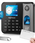 Real Deal Offline Time Clock For Small Business Crews Effortless Hours Tracking And Quick Usb Exports with fingerprint reader and display.