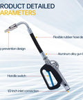 Air Operated Oil Control Valve Dispenser Nozzle With Ergonomic Handle And Locking Switch Pro Grade Heavy Duty Oil Gun One Half Inch NPT Inlet.