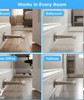 Heavy Duty Door Stoppers For Bottom Of Door Solid Metal Baseboard Mounted Screw In Wall And Floor Protector Satin Nickel Finish 3 Inch 8 Pack in bedroom, bathroom, home office, and hallway.