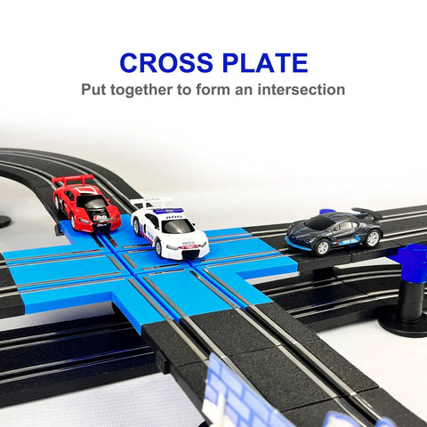 High Speed Slot Car Track Set With Dual Lanes, Four Officially Licensed Cars, Two Hand Controllers, Full Track Pieces, And Lap Counter