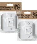 Premium Door Silencer Strike Plate That Cuts Latch Noise And Makes Slamming Chill Out Daily For Zero Stress Home Habits With Durable Flexible Rubber Mounts And Quick One Step Install in packaging with screws.