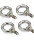 Four Pack Quarter Inch UNC Eye Bolts, 316 Stainless Steel Marine Grade Shoulder Lifting Rings, Heavy Duty Rigging Eye Bolts For Marine And Industrial Use, Working Load Limit 220 Lbs, Easy Install