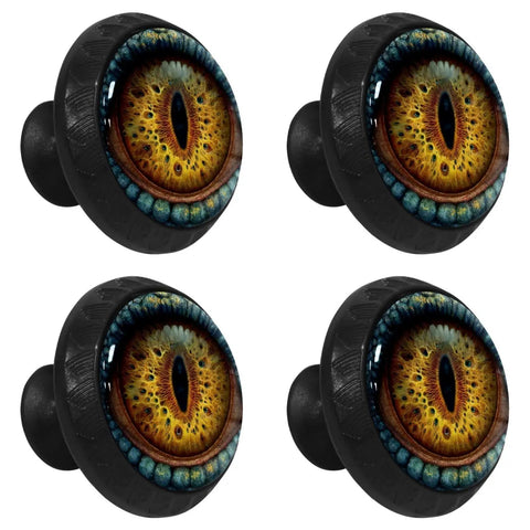 Heavy Duty 4 Pack Black Funny Scary Eye Kitchen Cabinet Knobs And Drawer Pulls Featuring Corrosion Resistant Abs Material And Sturdy Hardware, close-up view.