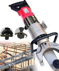Electric Rebar Bender Machine 1100W Hydraulic Steel Straightener Tool with storage box, handheld design for construction tasks.