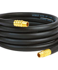 Shop Ready Air Compressor Whip Hose 3/8 X 10 Ft Lead In Hybrid Rubber Pvc With Solid Brass 1/4 Mnpt Npt Fittings coiled, kink-free design.