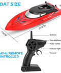 Triple Pack Remote Control RC Boat Set for Kids and Grownups, 2.4GHz Wireless Control, Fully Waterproof Hull, red boat dimensions
