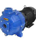 Built Different Cast Iron Self Priming Electric High Pressure Pump With Aluminum Impellers Viton Seal And Two Inch Npt Ports For Heavy Duty Drainage Flowing 122 Gpm, blue pump with motor