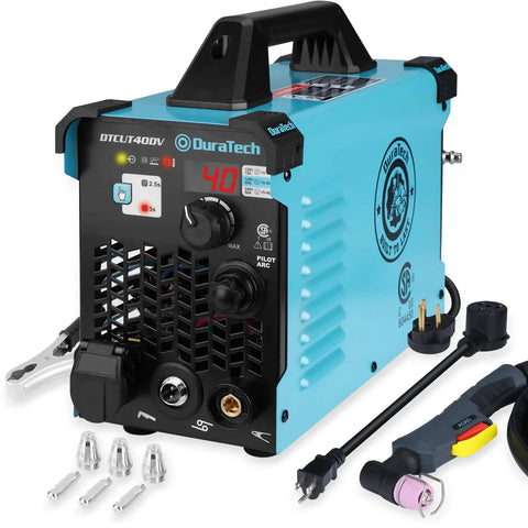 40 Amp Non-Touch Pilot Arc Plasma Cutter With Dual Voltage 120 Volt And 240 Volt IGBT Inverter, Digital Display, 50A To 15A Plug Adapter