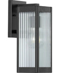 Felton Collection 1 Light Clear Ribbed Glass Craftsman Outdoor Small Wall Lantern Matte Black Finish For That Classic Vibe And Weather Resistant Build Easy To Install Durable Aluminum Construction For Year Round Use, side view