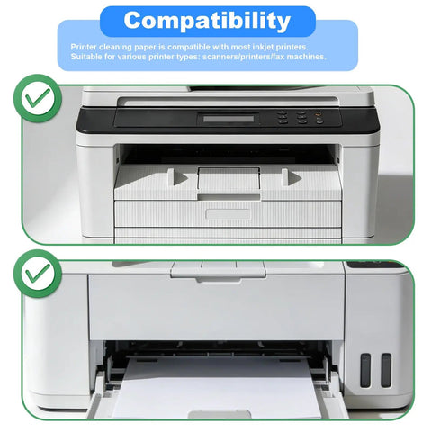Printers compatible with 30 Pack Printer Cleaning Sheets 11.2 X 8.26 In Universal Inkjet And Toner Printer Cleaning Kit