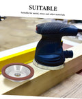 Image of Heavy Duty Diamond Cup Grinding Wheel 100mm Silver Concave Abrasive Disc next to an electric tool on wood surface.