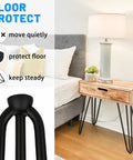 6 Inch 3 Rod Solid Metal Hairpin Furniture Legs Set Of Four In Black Finish on nightstand.