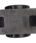 Top view of 1-7/16 in Type-E heavy-duty two-bolt pillow block bearing housing in metal with two mounting slots
