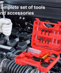 Brake Bleeder Kit With Handheld Vacuum Pump And Adapters Vacuum Bleeder Pump With Pressure Gauge For Cars And Motorbikes Universal Bleeding Tool For DIY Ready Solo Use Durable Metal Construction Red in red case