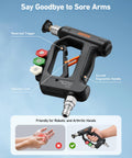 Short Pressure Washer Gun With Swivel, 4060 PSI Max, Four Nozzles, Three Eighths Inch Swivel Quick Connect, Black, ergonomic handle and security lock.