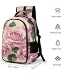 Vintage Rose Bouquet Print Backpack Unisex Large Capacity Durable Polyester With Breathable Comfort And Smooth Zipper For Everyday Use