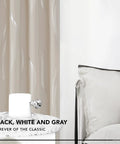 Silver Wave Print Blackout Curtains That Keep It Dark And Quiet With Thermal Insulation And Noise Reduction For Bedroom And Living Room, OEKO-TEX Certified, Light Beige, 52W X 84L, 2 Panels in a stylish bedroom setting.