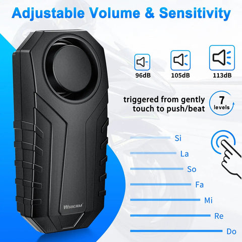Ridiculously Loud 113dB Vibration Anti Theft Alarm With Remote For Electric Bikes Motorcycles Golf Carts Trailers And More Waterproof Home Security Sensor For Doors Mailboxes And Garage black alarm unit