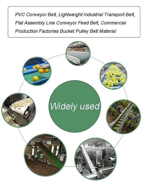No Nonsense Green Pvc Transmission Conveyor Belt Designed For Smooth Industrial Material Handling And Dependable Packaging Production Lines With Heavy Duty Wear Resistant Grip