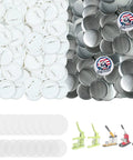 Fresh 200 Set Of 58Mm Button Maker Supplies With Top Shelf Steel Dies And Blank Badge Papers For Anyone Who Wants Sick Custom Pins And Hype Crafts, showing white and silver button parts.