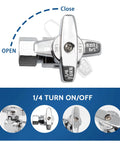 10 Pack Push Fit Angle Stop Valve Set 1/2 Inch Push-Fit To 3/8 Inch Compression Shut Off Water Valves, Quarter Turn, chrome valve view