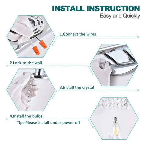 Installation instructions for Five Light Vanity Light Over Mirror With Crystal Accents In Golden Bronze Finish Durable Metal Fixture