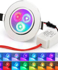 5 Pack 3W LED Recessed RGB Color Changing Downlights, Gimbal Retrofit Ceiling Lights With Remote, 16 Colors Display