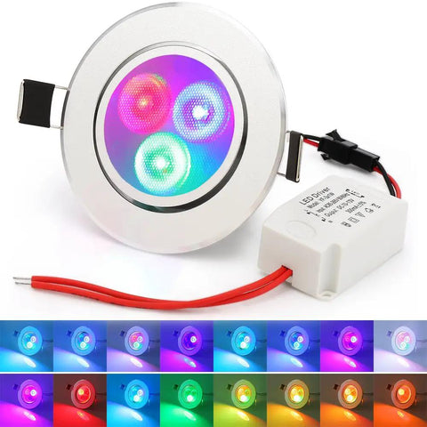5 Pack 3W LED Recessed RGB Color Changing Downlights, Gimbal Retrofit Ceiling Lights With Remote, 16 Colors Display
