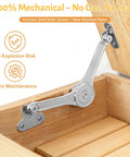 Heavy Duty Mechanical Lid Stay Hinge 110-Degree Adjustable Soft Close installed on wooden chest, zinc alloy material visible