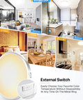 13 Inch Flush Mount LED Ceiling Light Fixture With 5CCT Dope Color Temperature, Dimmable 24W 2200 Lumens, External Switch