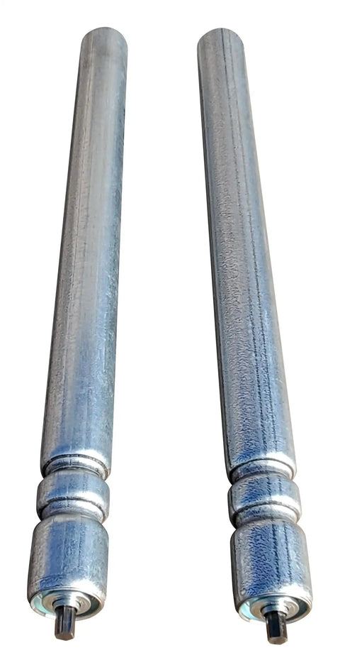 Heavy Duty Grooved Conveyor Rollers 2 Pack 1.9 Inch By 24 Inch Between Frame Galvanized Steel, detailed view of rollers.