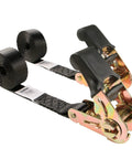 Durable Ratchet Tie Down Straps No Hooks 7ft 2 Pack Nylon Black Heavy Duty Cargo Straps with smooth ratcheting mechanism.