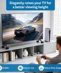 Eight Pack TV Stand Riser Blocks Provide Rock Solid Heavy Duty Adjustability For Seamless Stacking Designs That Elevate Screens To Prime Viewing Levels And Inject Legit Game Changing Energy Into Any Living Space Setup with TV setup and gaming.