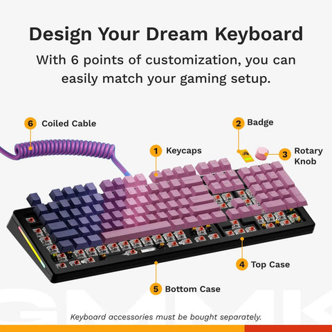 Solid Core Full Size GMMK 3 Pro Mechanical Keyboard With Knockout Aluminum Build Gasket Mount Feel Hot Swap MX Switches Thick Dampening Foam Custom Keycaps Standard Ansi Black Rig Upgrade customizable keyboard parts with coiled cable and keycaps