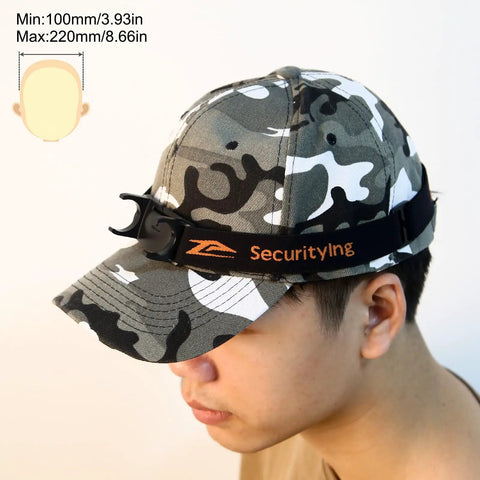 Elastic Headlamp Strap With Bracket For 22mm To 26mm Headlights 360 Degree Adjustable Headband on camo cap