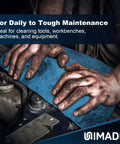 UNIMADE blue microfiber shop towel, 11x9, for automotive maintenance