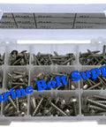 316 stainless marine screws kit in organizer box for outdoor and marine use.