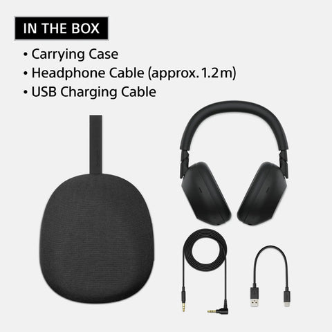 Top Tier Noise Canceling Wireless Headphones With HD NC Processor QN3, 12 Microphones, Adaptive NC Optimizer shown with accessories