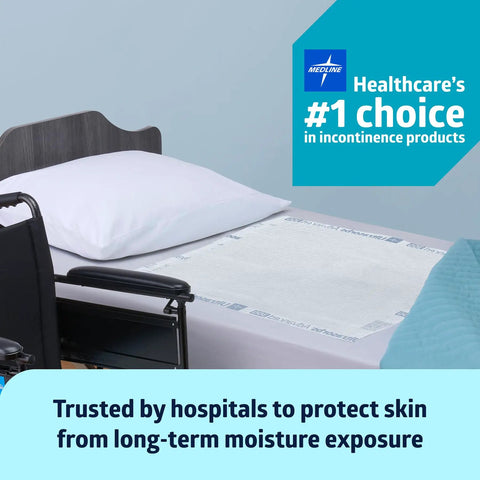 Hospital Grade Quality Built Tough For Heavy Duty Care Super Absorbent Disposable Incontinence Bed Pads 30 By 36 Inch 25 Pack on bed.