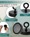 Neosmuk black 2-inch neodymium fishing magnet with carbon steel eyebolt for lifting and pickup