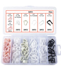 160 Piece Nylon Fuel Line Clip Kit With Seven Sizes For 3 8 Inch And 5 16 Inch Hoses, organized in clear case.