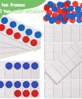 12 Sets Plastic Ten Frames For Classroom Math Manipulatives With 120 Red And Blue Counters, Durable Washable Learning Tools